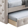Edra Classic Upholstered Day Bed with Trundle Button Tufted Taupe Burlap BM300245
