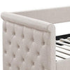 Edra Classic Upholstered Day Bed with Trundle Button Tufted Taupe Burlap BM300245