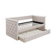 Edra Classic Upholstered Day Bed with Trundle, Button Tufted, Taupe Burlap