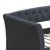 Alma Classic Wood Daybed with Trundle Button Tufted Charcoal Burlap