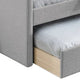 Diem Classic Wood Day Bed with Trundle Button Tufted Back Gray Burlap BM300257