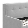 Diem Classic Wood Day Bed with Trundle Button Tufted Back Gray Burlap BM300257