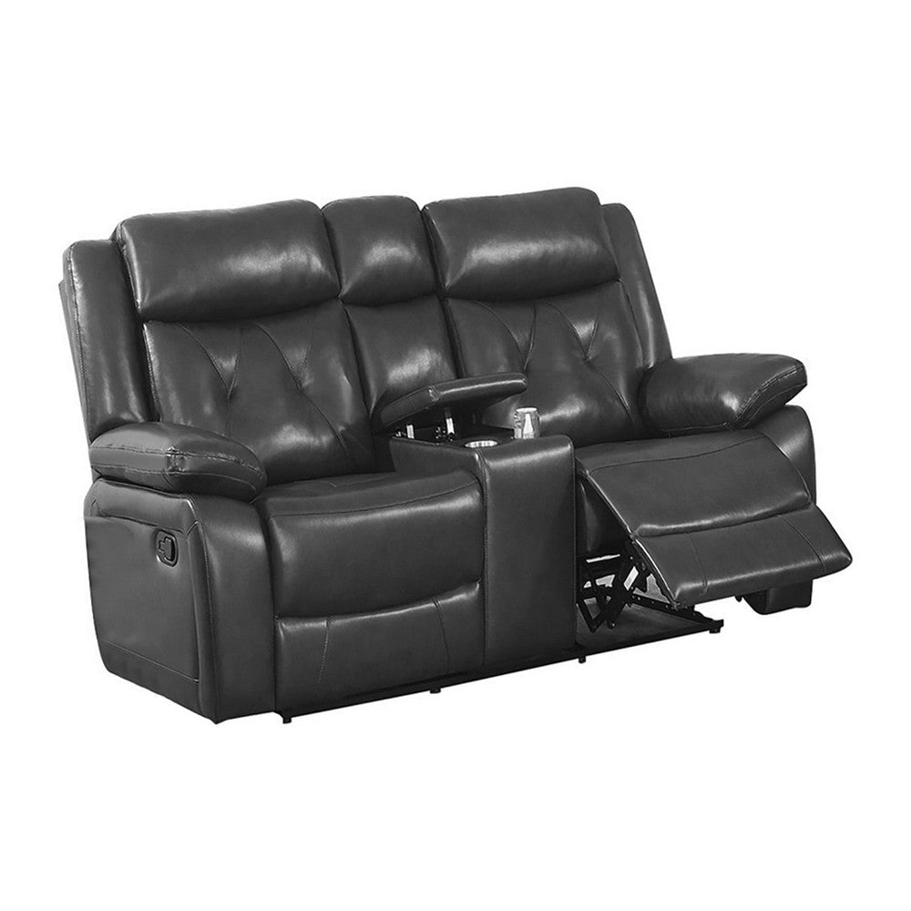 Nuna 76 Inch Manual Reclining Loveseat Chair, Pull Tab Mechanism, Gray