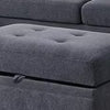 Cato 3 Piece L Shape Sectional Sofa Set with Ottoman 2 Pillows Charcoal