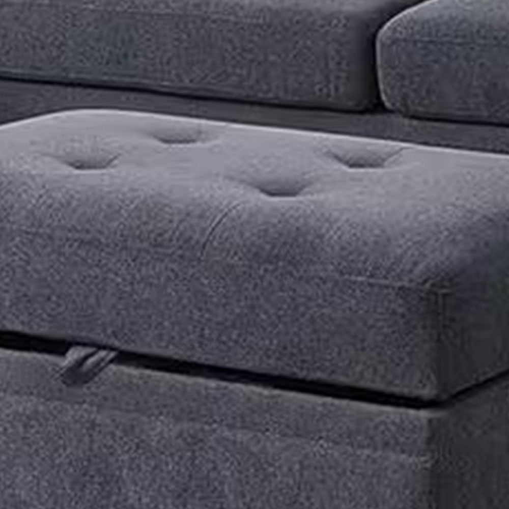 Cato 3 Piece L Shape Sectional Sofa Set with Ottoman 2 Pillows Charcoal