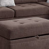 Cato 3 Piece L Shape Sectional Sofa Set with Ottoman 2 Pillows Brown