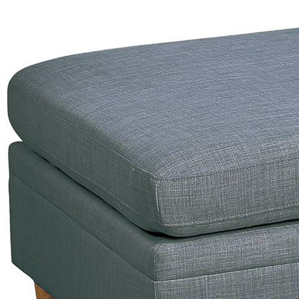 37 Inch Ottoman Padded Square Seat Smooth Steel Gray Dorris Fabric By Casagear Home BM300270