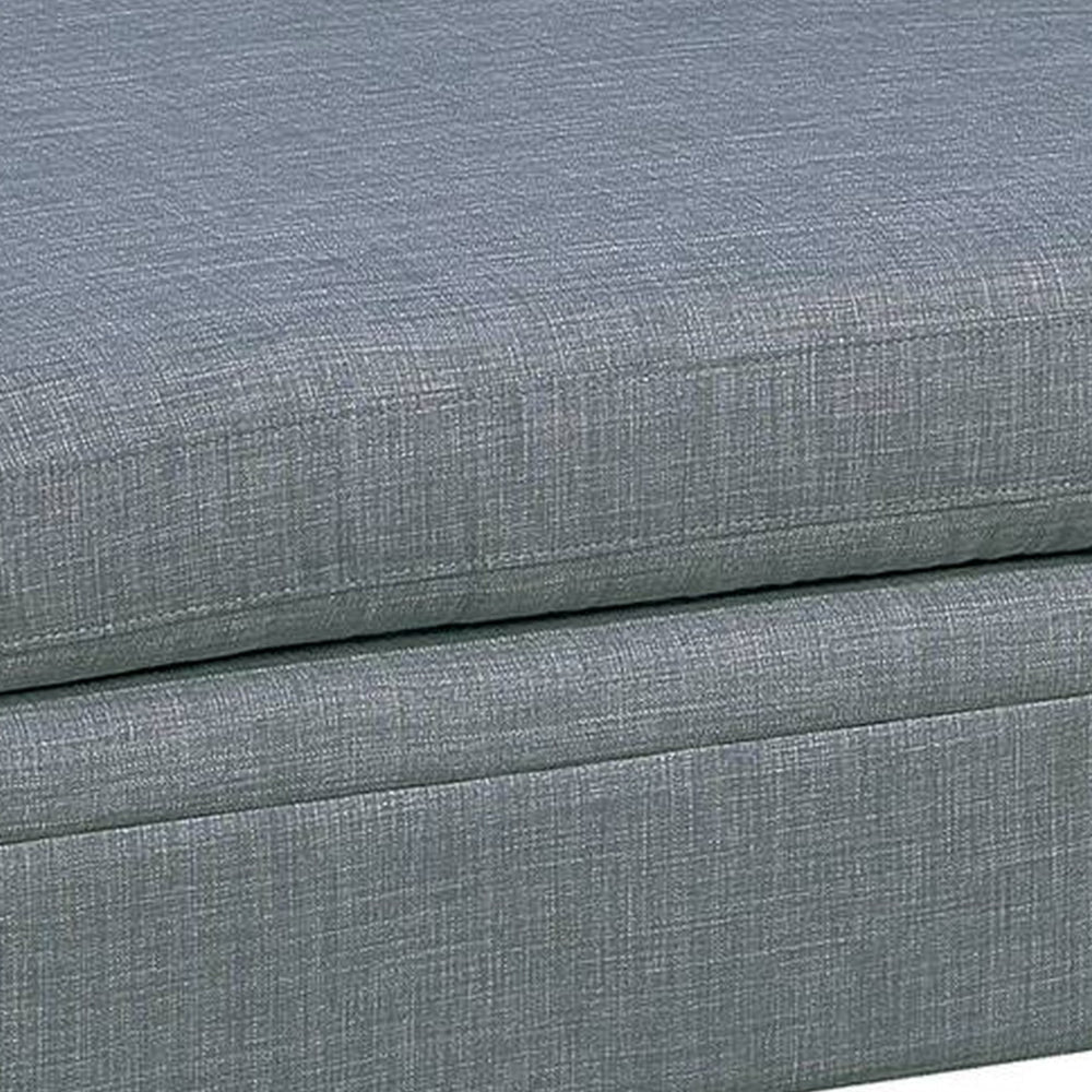 37 Inch Ottoman Padded Square Seat Smooth Steel Gray Dorris Fabric By Casagear Home BM300270