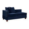 Mina 58 Inch One Arm Reversible Chaise, 2 Pillows, Nailhead Trim, Indigo By Casagear Home