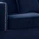 Mina 58 Inch One Arm Reversible Chaise 2 Pillows Nailhead Trim Indigo By Casagear Home BM300274