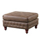 Simi 34 Inch Square Ottoman, Handcrafted Legs, Brown Vegan Faux Leather By Casagear Home