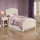 Shov Full Size Bed, Arched Headboard, Classic White Wood Construction