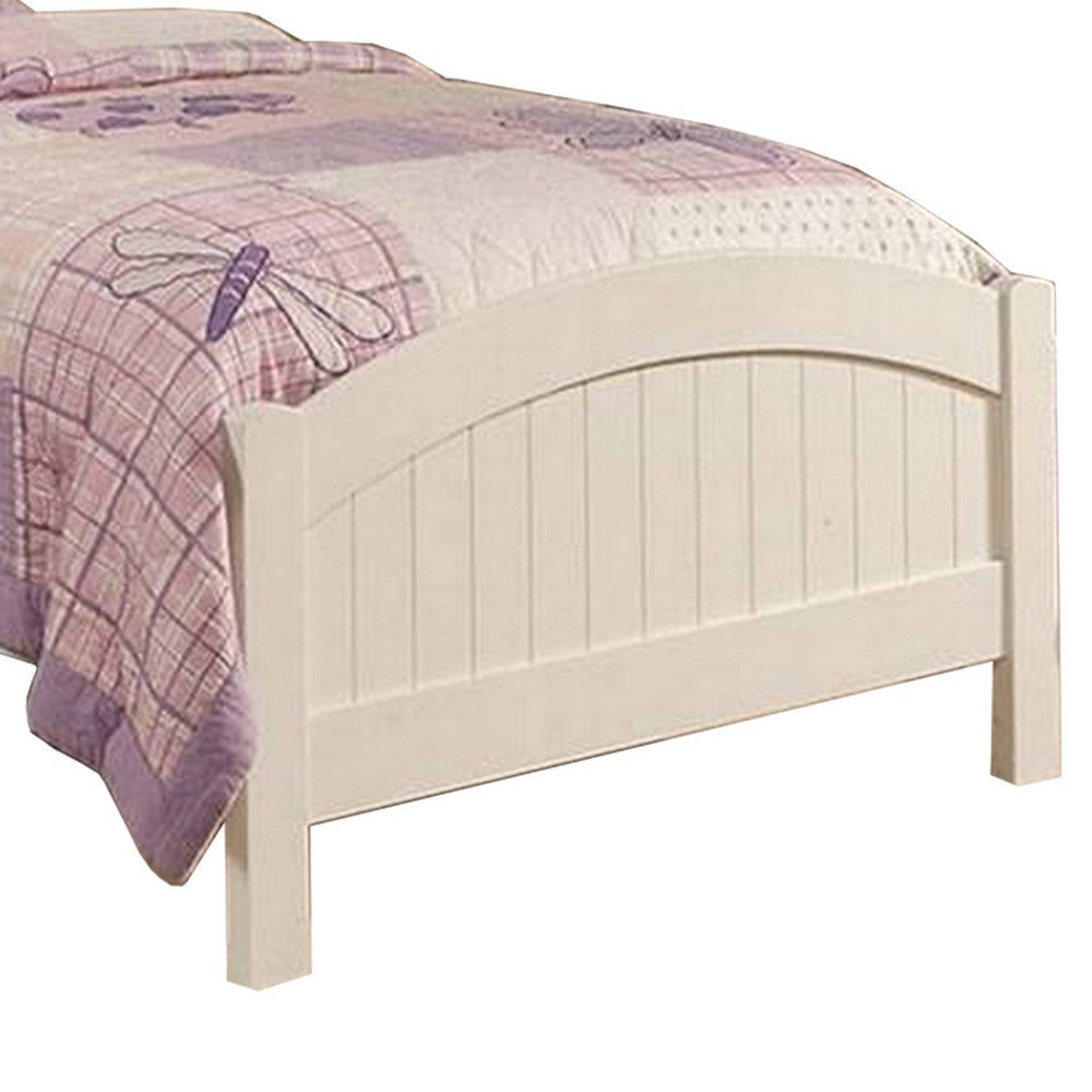 Shov Twin Size Bed Arched Headboard Classic White Wood Construction By Casagear Home BM300280