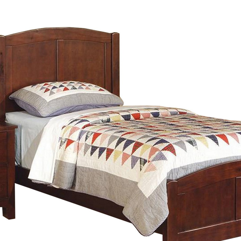 Pika Full Size Bed Arched Headboard and Footboard Dark Cherry Brown Wood BM300281