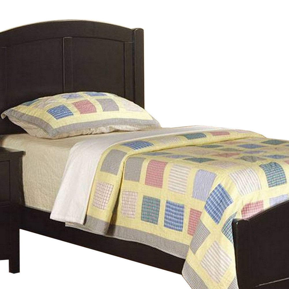 Pika Full Size Bed Arched Headboard and Footboard Jet Black Wood Frame BM300282