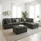 Roda 2 Piece L Shape Sectional Sofa with Reversible Chaise, Black Fabric