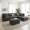 Roda 2 Piece L Shape Sectional Sofa with Reversible Chaise, Black Fabric