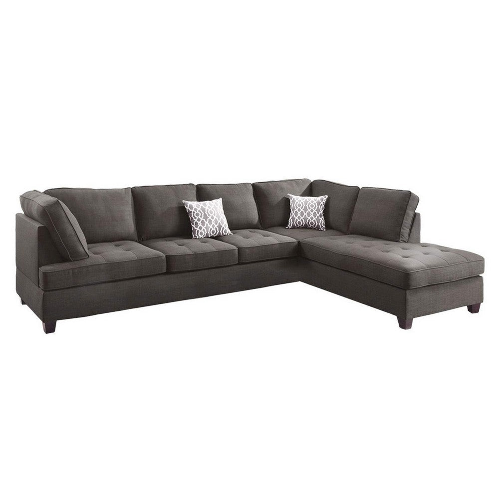 Roda 2 Piece L Shape Sectional Sofa with Reversible Chaise, Black Fabric
