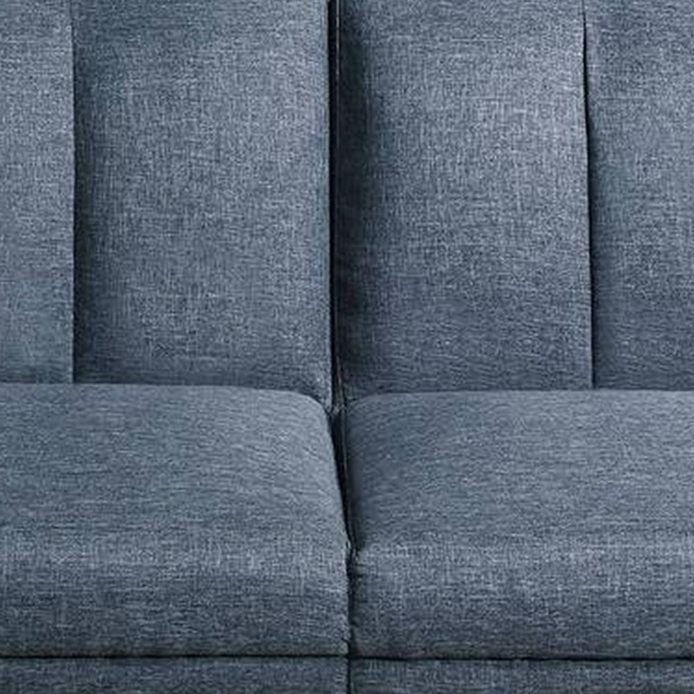 Dora 71 Inch Adjustable Futon Sofa Bed with Vertical Channel Tufting Blue