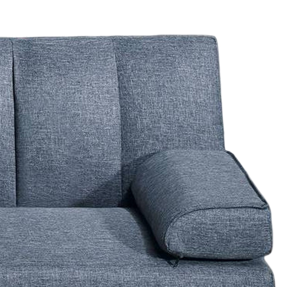 Dora 71 Inch Adjustable Futon Sofa Bed with Vertical Channel Tufting Blue