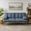 Dora 71 Inch Adjustable Futon Sofa Bed with Vertical Channel Tufting, Blue