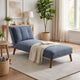 Dora 62 Inch Modern Adjustable Chaise Lounger with Channel Tufting, Blue