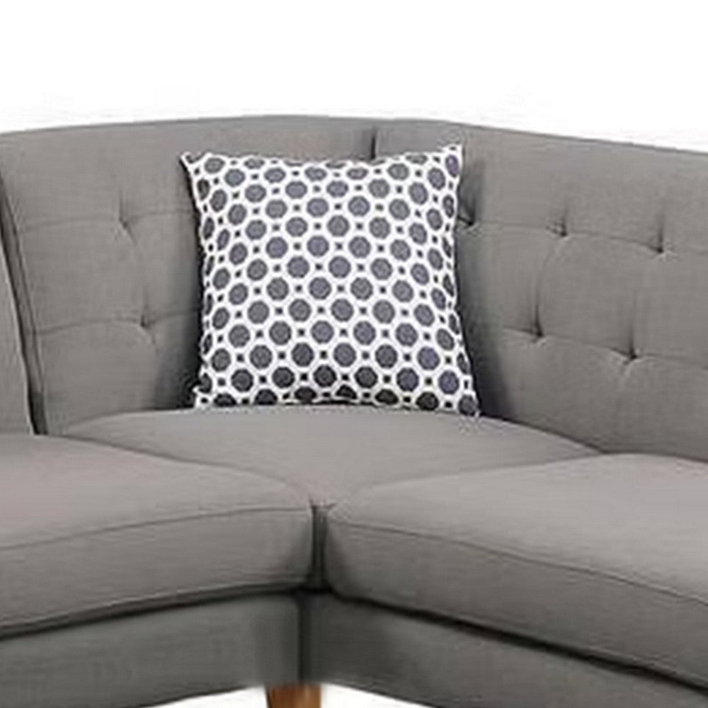 Two Piece Modern L Shape Sectional Sofa with Chaise Cushioned Back Gray BM300293