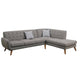 Two Piece Modern L Shape Sectional Sofa with Chaise, Cushioned Back, Gray 