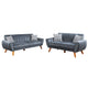 Eula 2 Piece Sofa and Loveseat Set with 4 Throw Pillows, Dark Gray Velvet