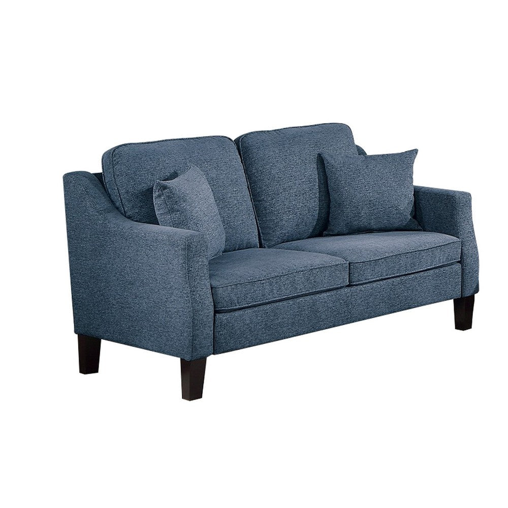 Gaia 2 Piece Sofa and Loveseat Set 4 Throw Pillows Cushioned Navy Blue BM300302