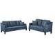Gaia 2 Piece Sofa and Loveseat Set, 4 Throw Pillows, Cushioned Navy Blue