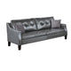 Hera 2 Piece Sofa and Loveseat Set 4 Pillows Classic Gray Faux Leather