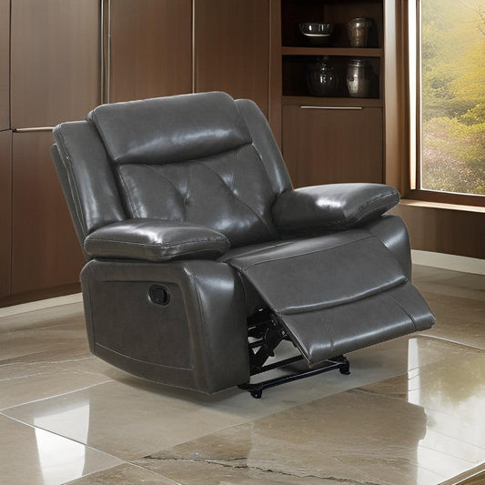 Nuna 40 Inch Power Recliner Chair with Manual Pull Tab, Taupe Faux Leather By Casagear Home