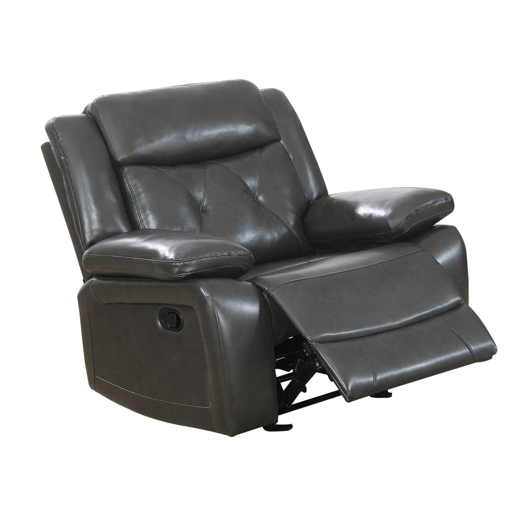 Nuna 40 Inch Power Recliner Chair with Manual Pull Tab Taupe Faux Leather By Casagear Home BM300312