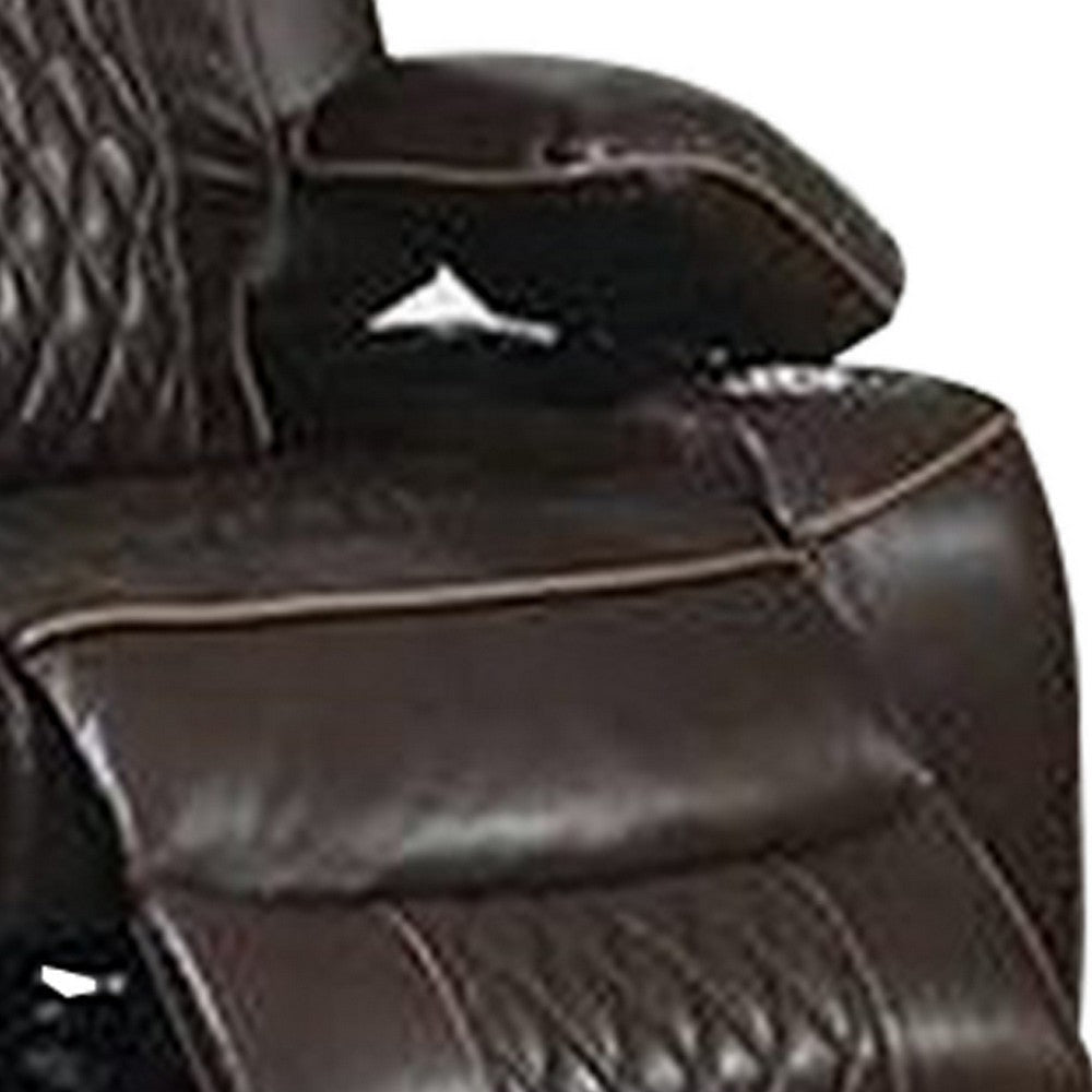 Seda 71 Inch Power Reclining Loveseat Storage Console Brown Faux Leather