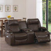 Seda 71 Inch Power Reclining Loveseat Storage Console Brown Faux Leather