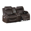 Seda 71 Inch Power Reclining Loveseat, Storage Console, Brown Faux Leather