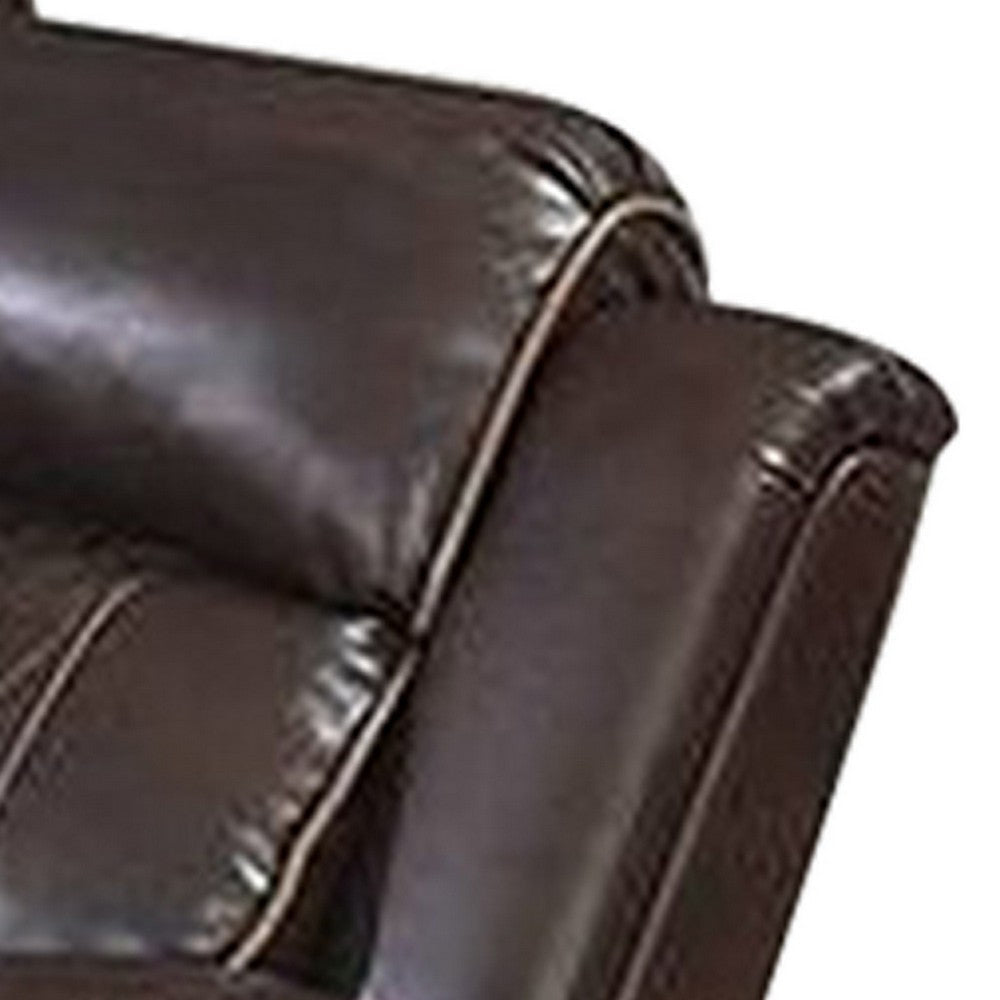Seda 80 Inch Power Reclining Sofa USB Port Dark Brown Vegan Faux Leather BM300316