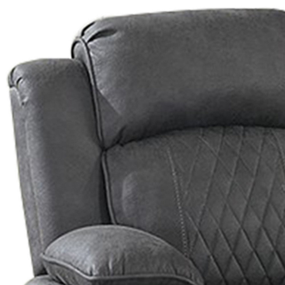 Seda 71 Inch Power Reclining Loveseat Storage Console Gray Faux Leather