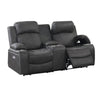 Seda 71 Inch Power Reclining Loveseat, Storage Console, Gray Faux Leather