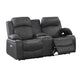 Seda 71 Inch Power Reclining Loveseat, Storage Console, Gray Faux Leather