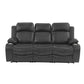 Seda 80 Inch Power Reclining Sofa USB Port Charcoal Vegan Faux Leather By Casagear Home BM300318