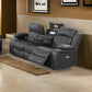 Seda 80 Inch Power Reclining Sofa USB Port Charcoal Vegan Faux Leather By Casagear Home BM300318