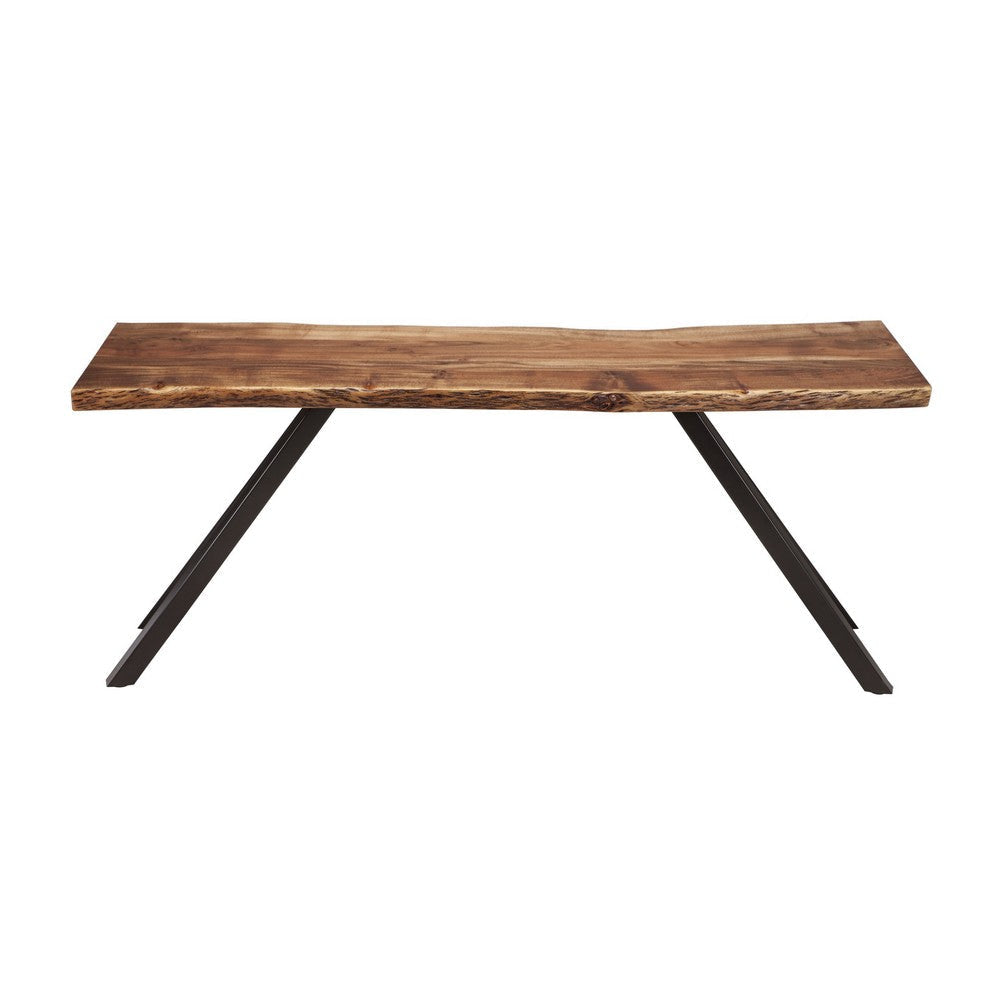 Isla 72 Inch Console Side Table Acacia Wood Surface Live Edge Brown BM300319