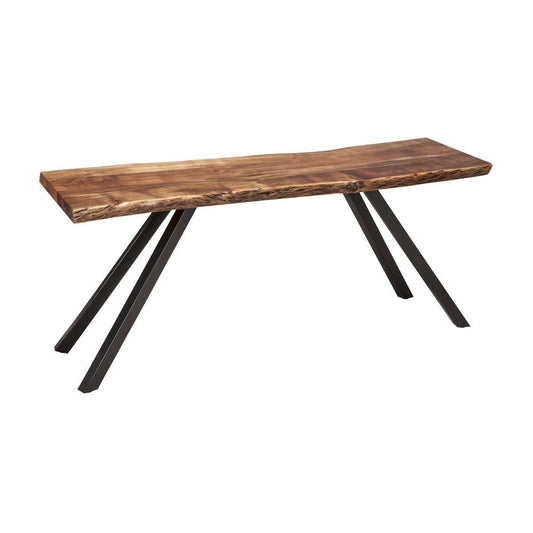 Isla 72 Inch Console Side Table, Acacia Wood Surface, Live Edge, Brown