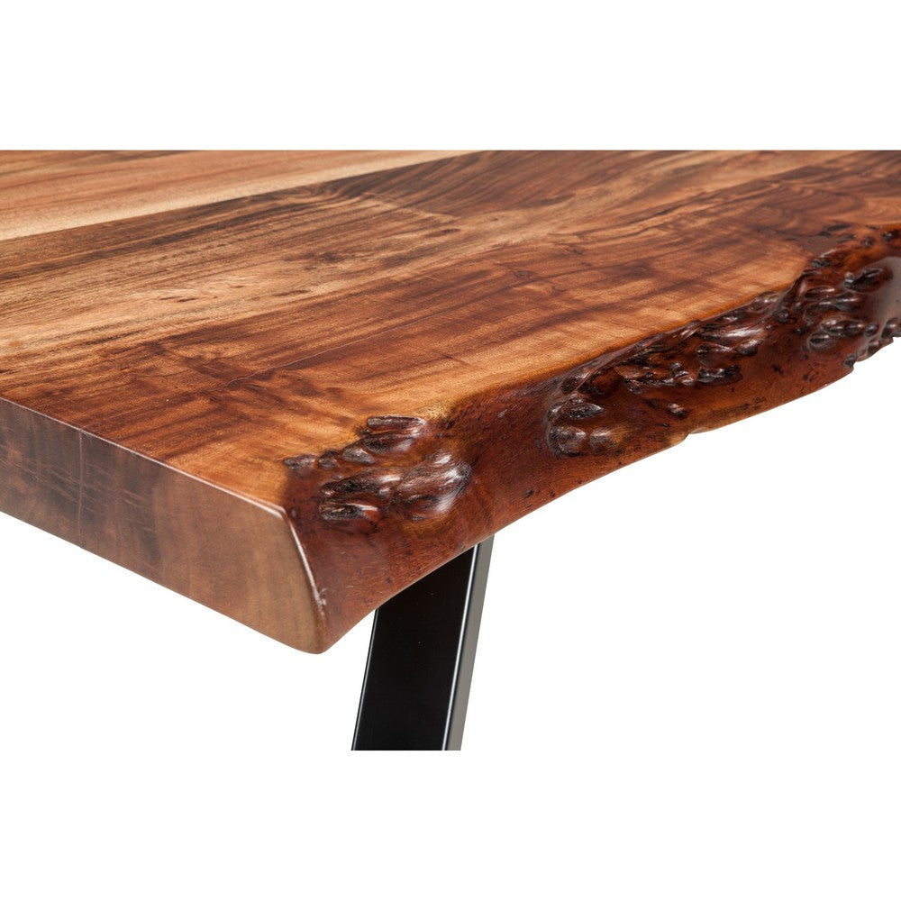 Isla 72 Inch Console Side Table Acacia Wood Surface Live Edge Brown BM300319