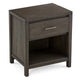 Fang 26 Inch Modern Nightstand, Single Large Gliding Drawer, Rustic Brown 
