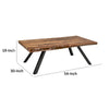 Isla 54 Inch Coffee Table, Acacia Wood Surface, Live Edge, Rich Brown