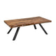 Isla 54 Inch Coffee Table, Acacia Wood Surface, Live Edge, Rich Brown