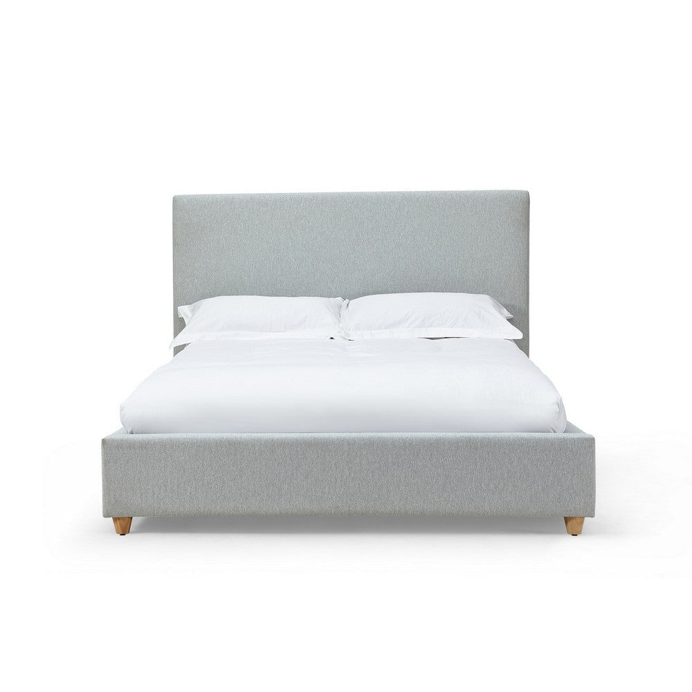 Azin Modern Queen Size Platform Bed Panel Headboard Light Gray Upholstery